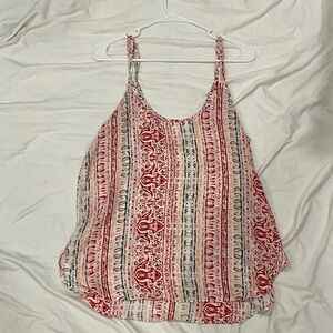 Olivaceous Red and White Boho Camisole